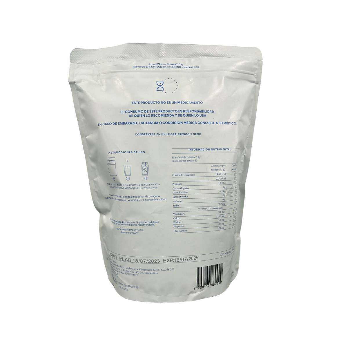 Colágeno hidrolizado vitamina C y magnesio 500g Blue Sesén