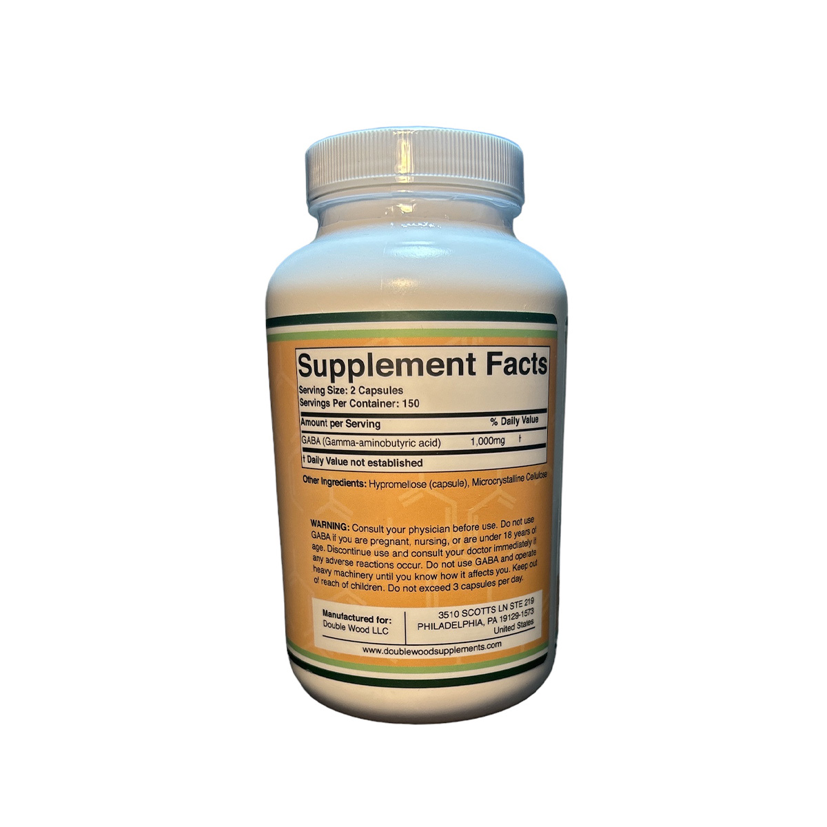 Gaba 1000mg 300 cápsulas Double Wood Supplements
