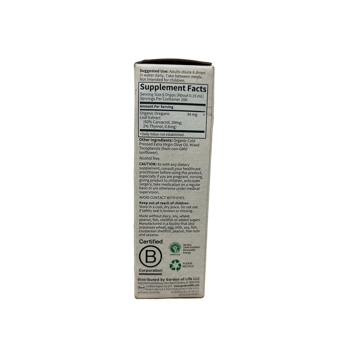 Oil oregano 30ml Garden of life