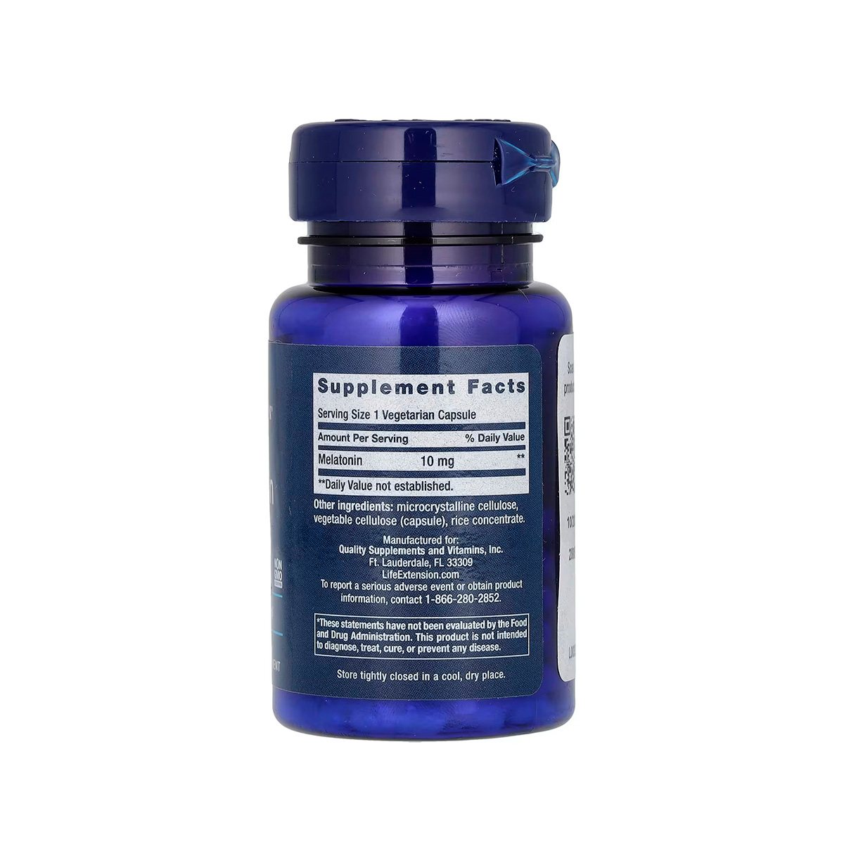 Melatonin 10mg 60 cápsulas Life Extension tabla