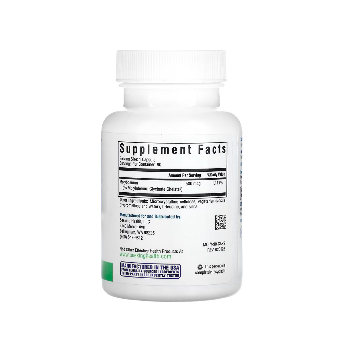 Molybdenum 500mcg 90 cápsulas Seeking Health tabla