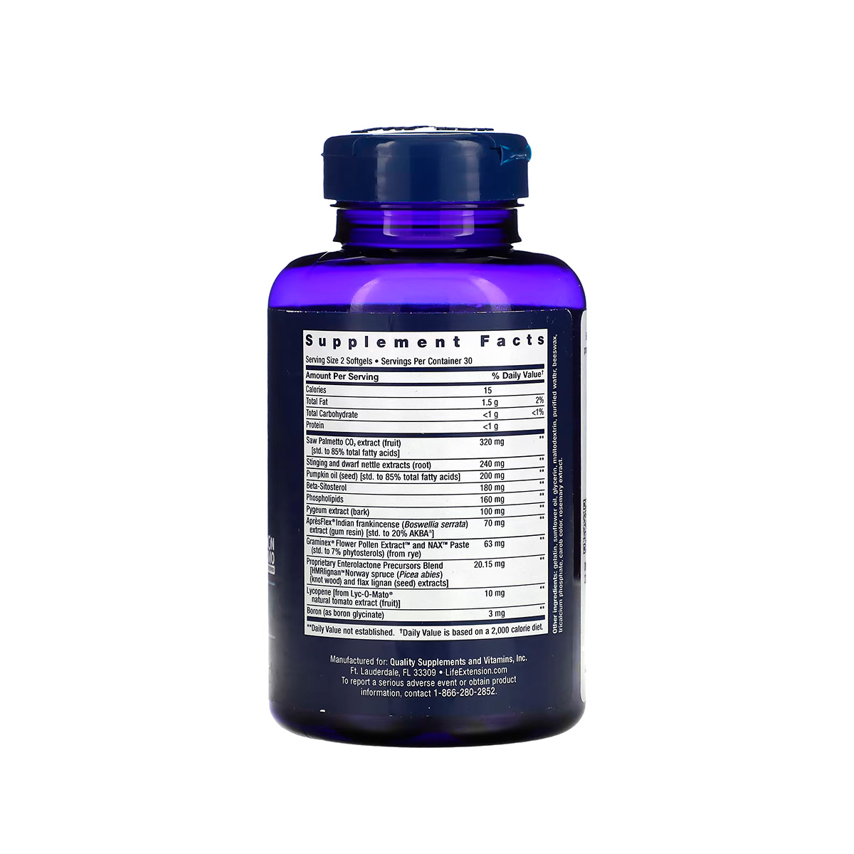 Ultra prostate formula 60 cápsulas Life Extension tabla